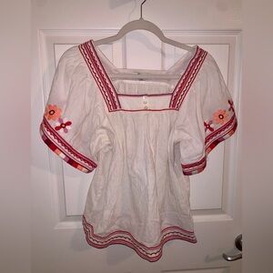 Madewell embroidered white blouse